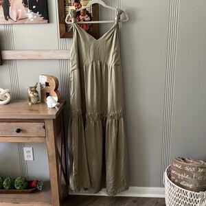 Sage Satin Dress